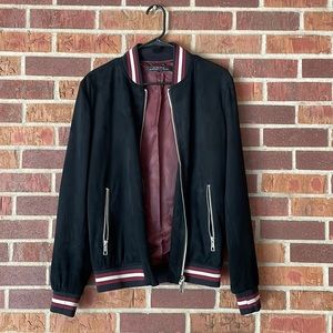 Zara faux suede varsity jacket